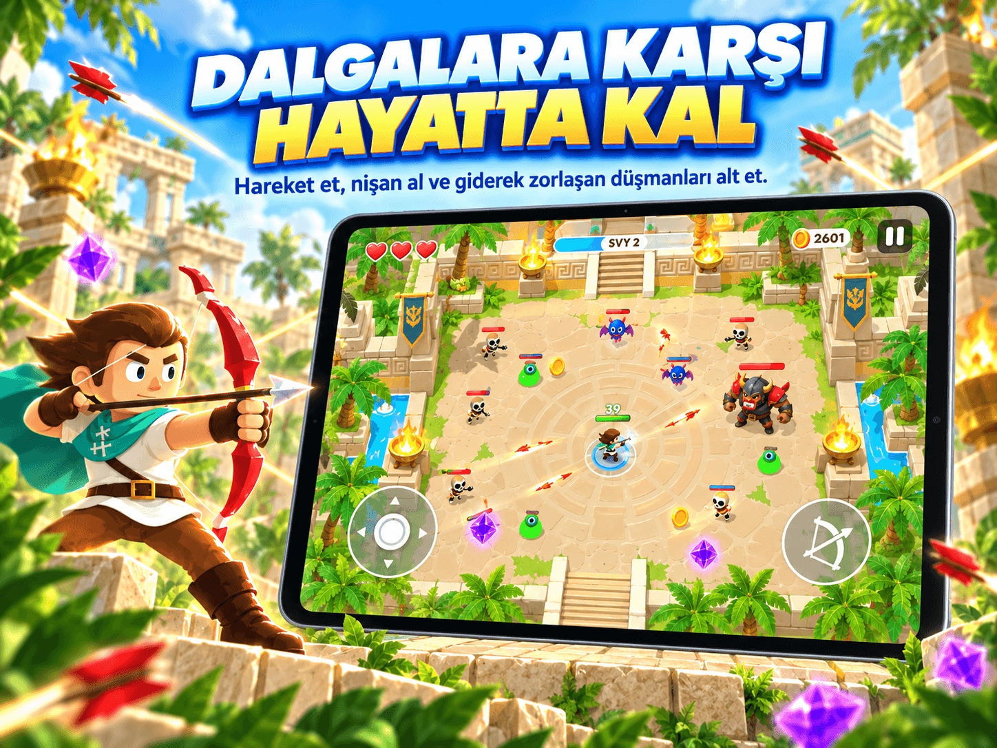 The Archer Arena Mücadelesi — Zırhlı Düşmanlar ve Canavar Sürüsü