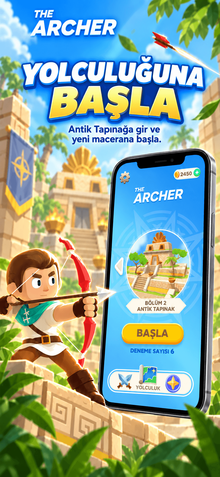 The Archer Bölüm Seçim Ekranı — Ancient Temple ve Secret Chambers Haritası